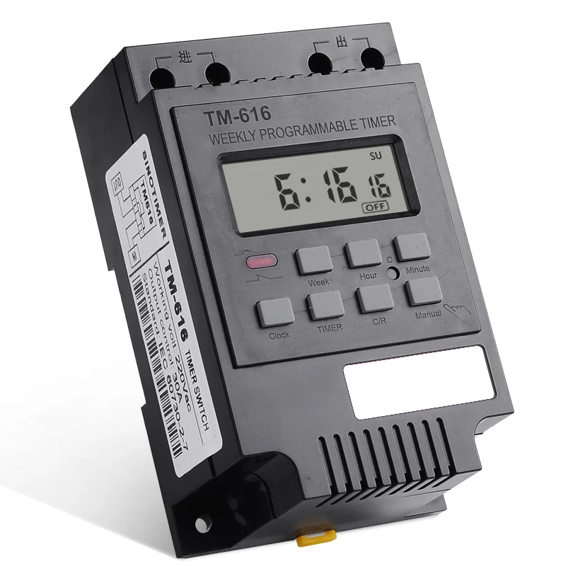 

Heavy Load TM616 30A Time Relay 7 Days Programmable Digital Timer Switch Relay Control Time 220V 240V AC Din Rail Mount For Home