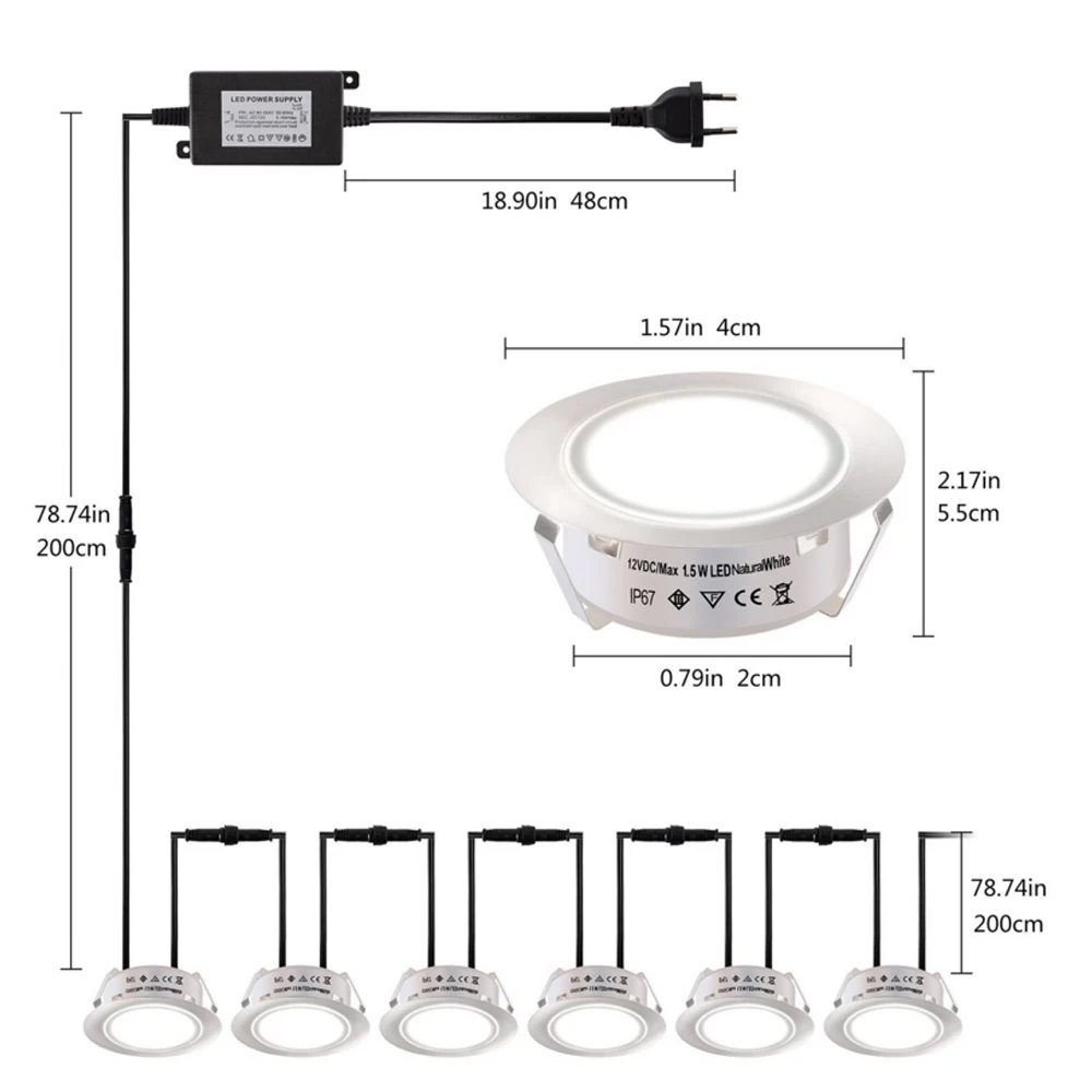 Светодиодный светильник с регулируемой яркостью 12 В постоянного тока подземный