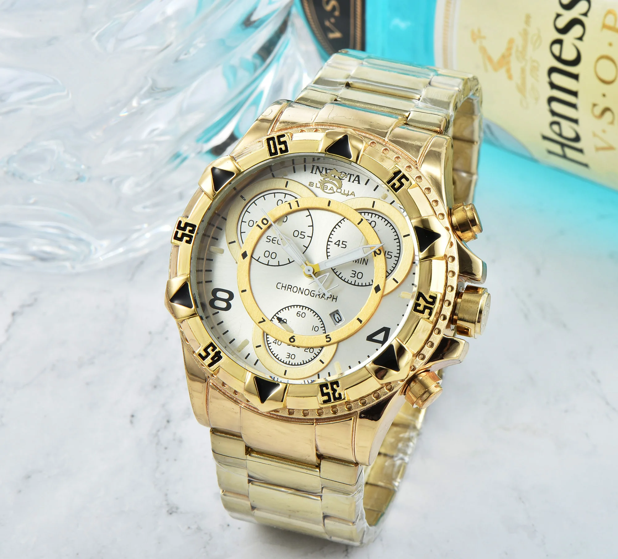 

Men's watch AAA + stainless steel case quartz watch rubber band -HU-21