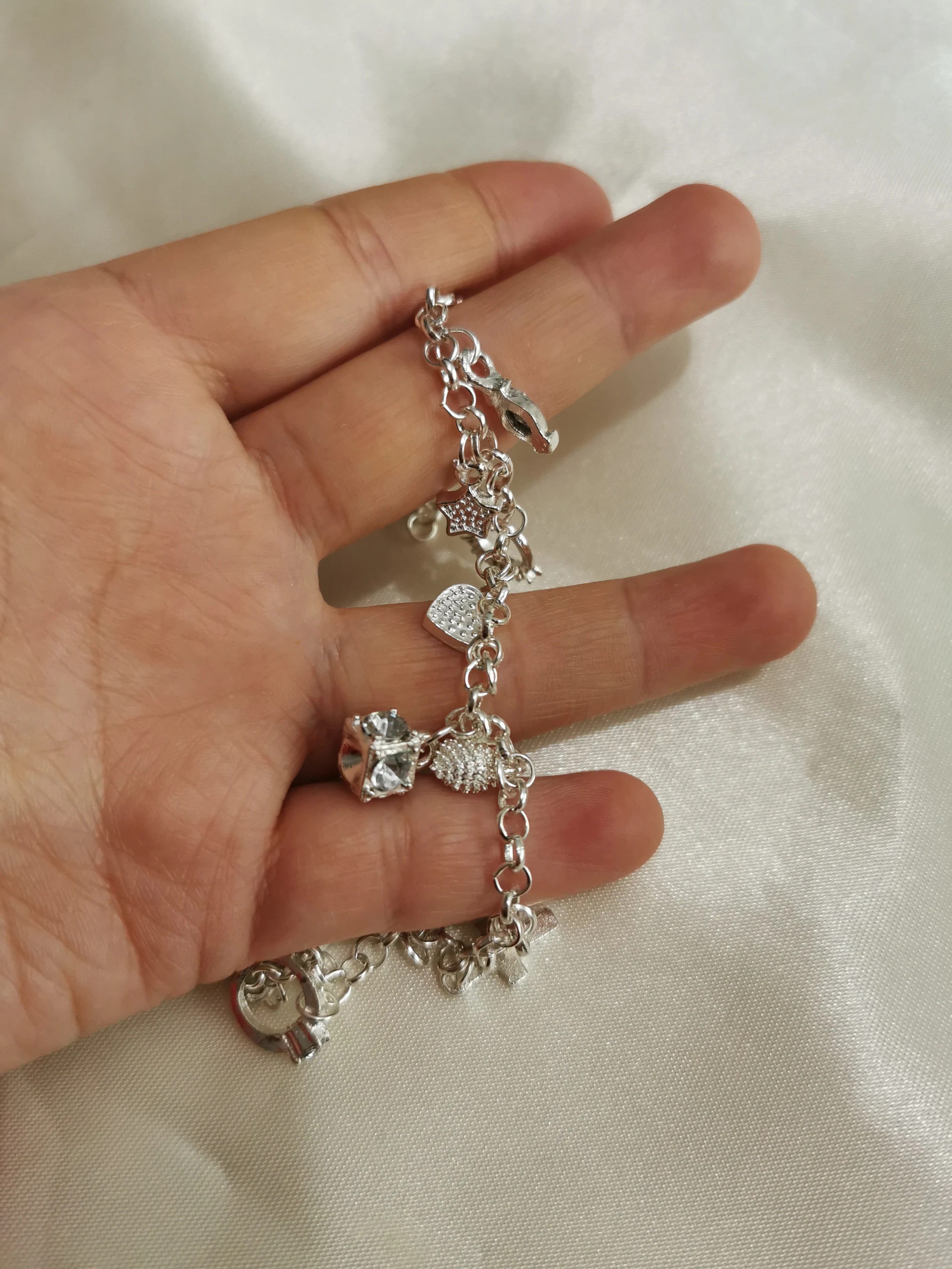 Модные трендовые украшения шикарный посеребренный браслет с Луной сердечком