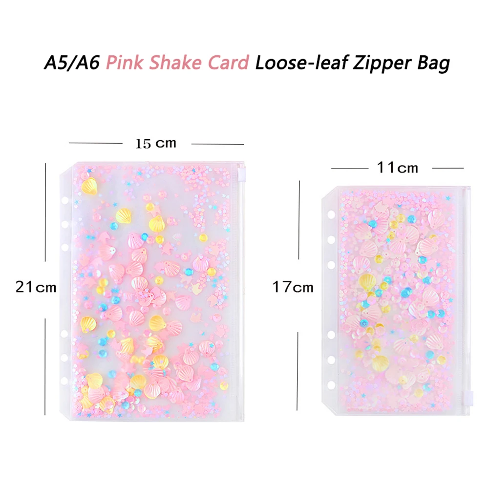 

5pcs A5 A6 Folder Binder Pouch Pvc Binder Folder Kawaii Holder Zipper Waterproof Index Divider Bag Stationery Office Supplies