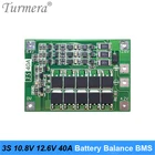 Защитная плата баланса литиевой батареи Turmera 3S 40A BMS 18650 21700 26650, 10,8 В 12,6 в для шуруповерта и использования фары