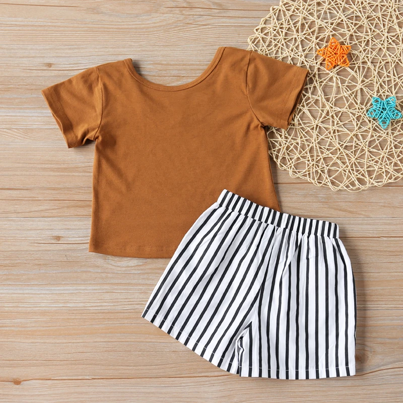 Летний комплект для девочек Sodawn футболка на бретельках с кружевным бантом +