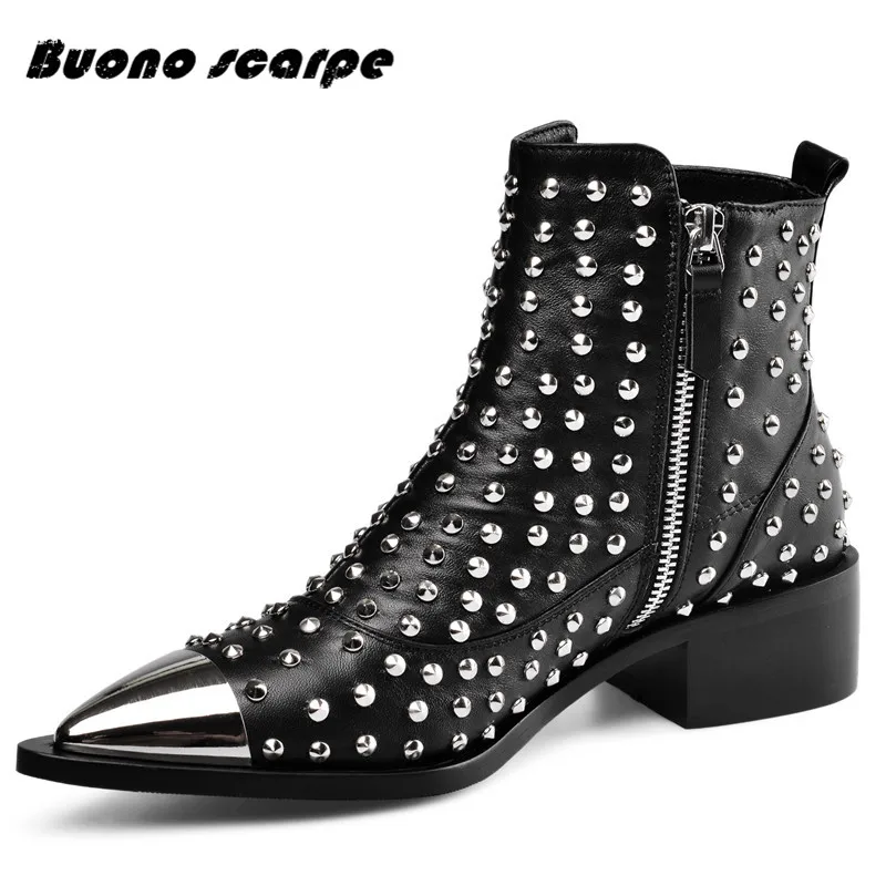 Buonoscarpe/Новинка 2019 года сезон весна модные кожаные женские ботинки острые