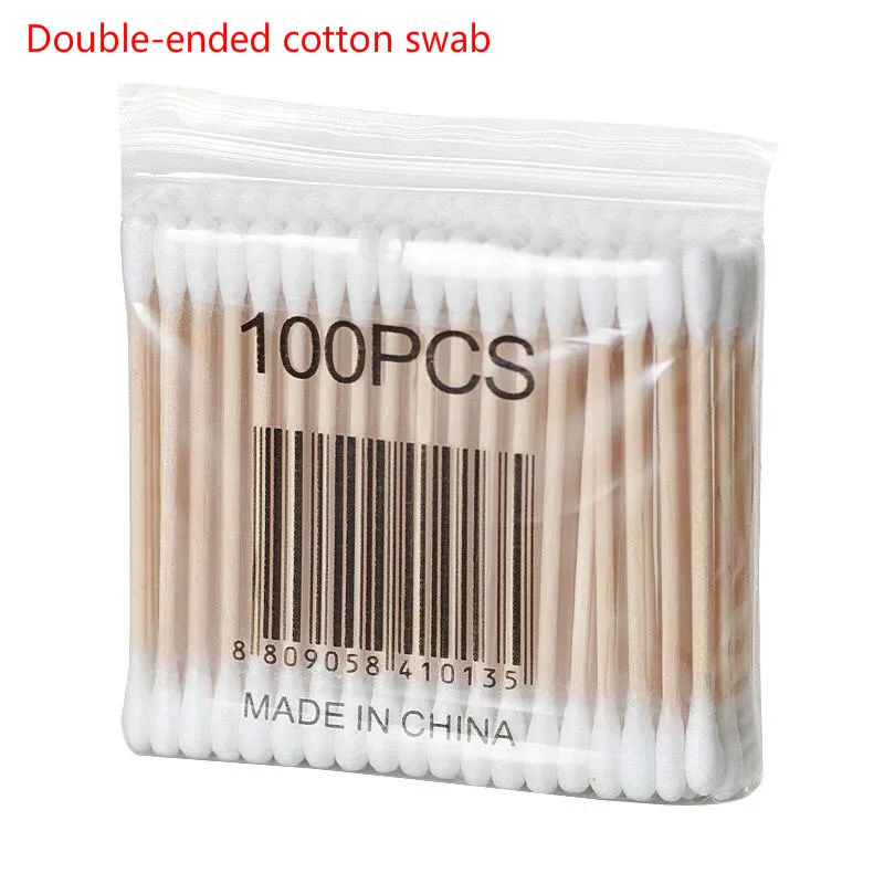 

100/200 шт., ватные палочки с деревянной ручкой для чистки