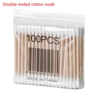 100200pcs double head cleaning cotton swabs with wooden handle cleaning applicator for makeupear washingskin cleansing