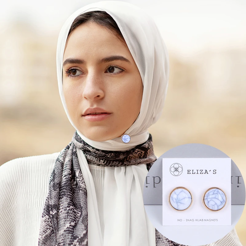 

Vintage Muslim Hijab Clip Strong Powerful Magnet Buckle Brooch Muslim Scarf Clip Women Collar Brooches Clothing Accessories