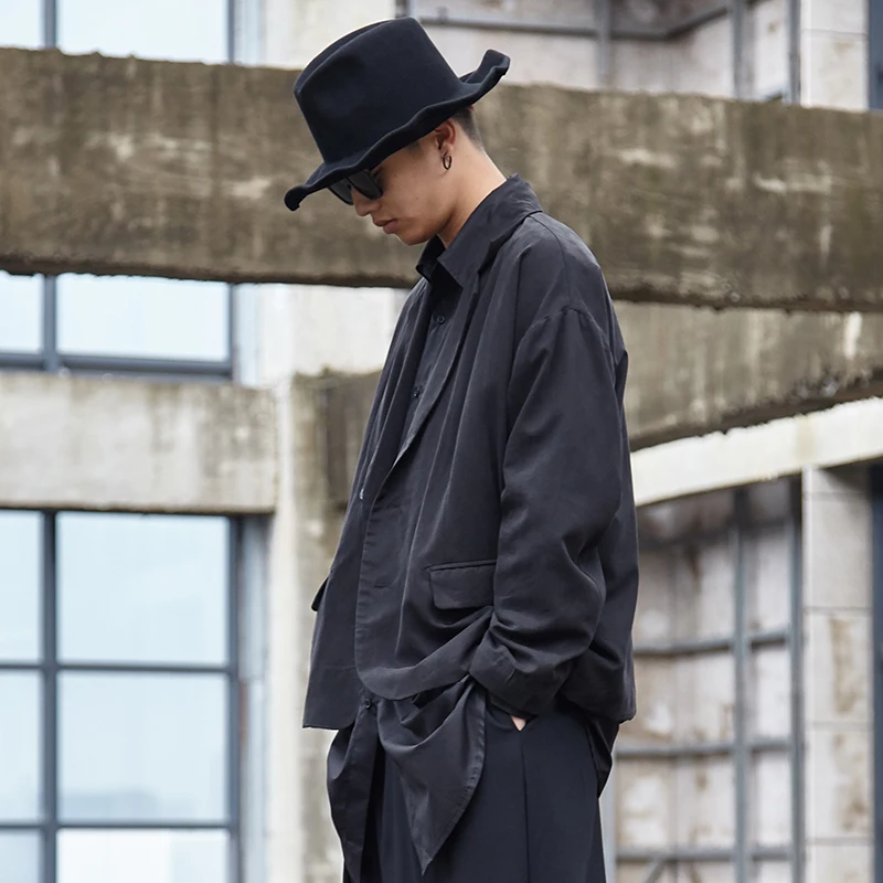 Мужской новый классический простой короткий свободный блейзер в темном