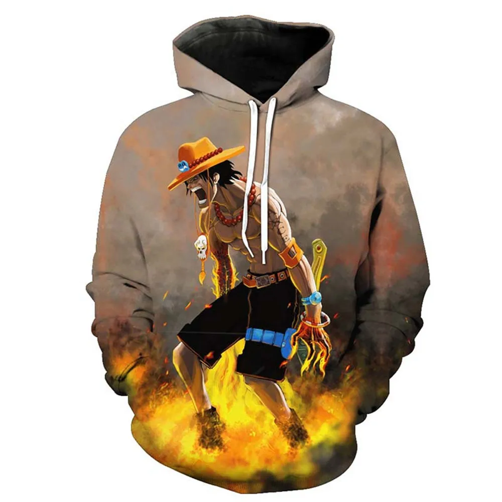 Аниме цельные толстовки с 3D принтом пуловеры спортивная одежда Луффи Эйс прау