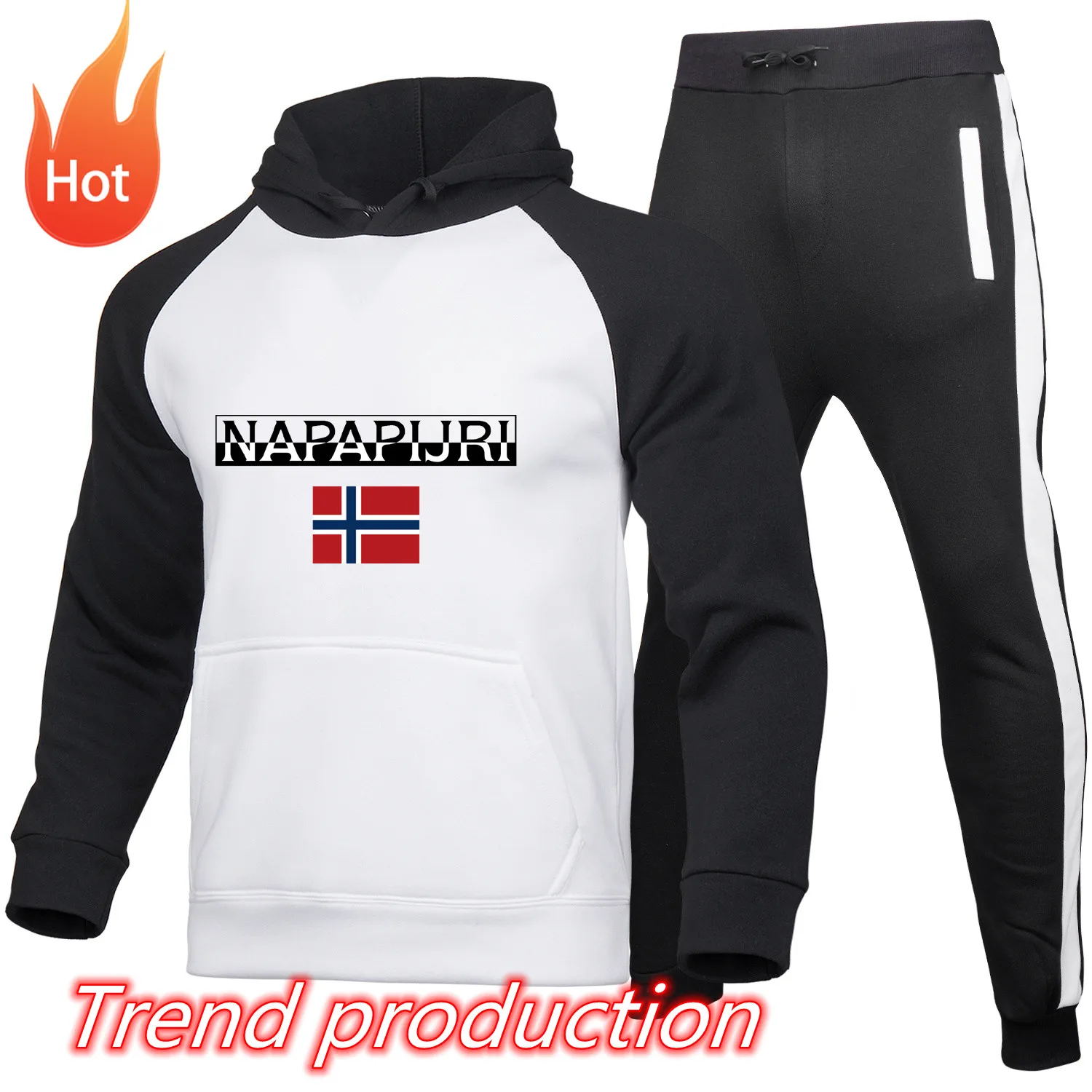 

2021 Brand Men's Sports Hooded Sweater Suit Fashion Printing High Quality Spring and Autumn Pullover Two Piece Hooded Sportswear