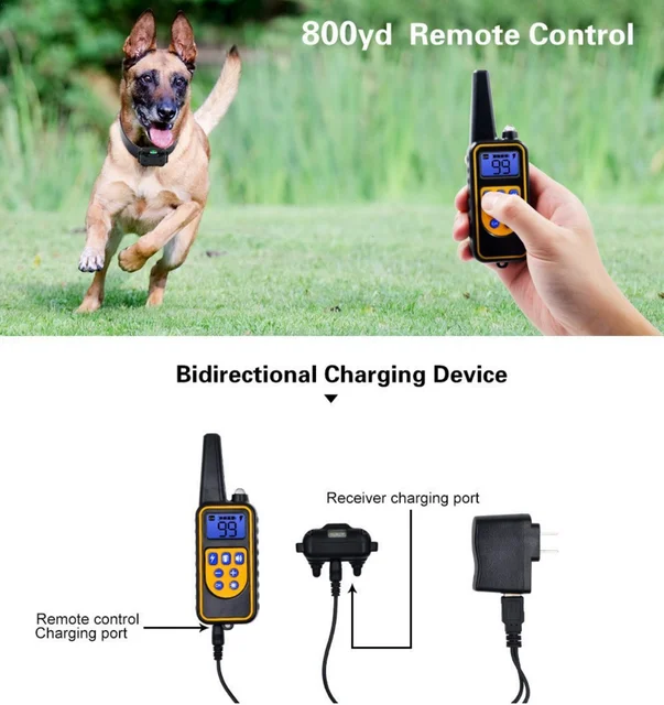 Electric Dog Training Collar Waterproof Dog Bark Collar Pet With Remote Control Rechargeable Anti Barking Device All Size Dogs 2