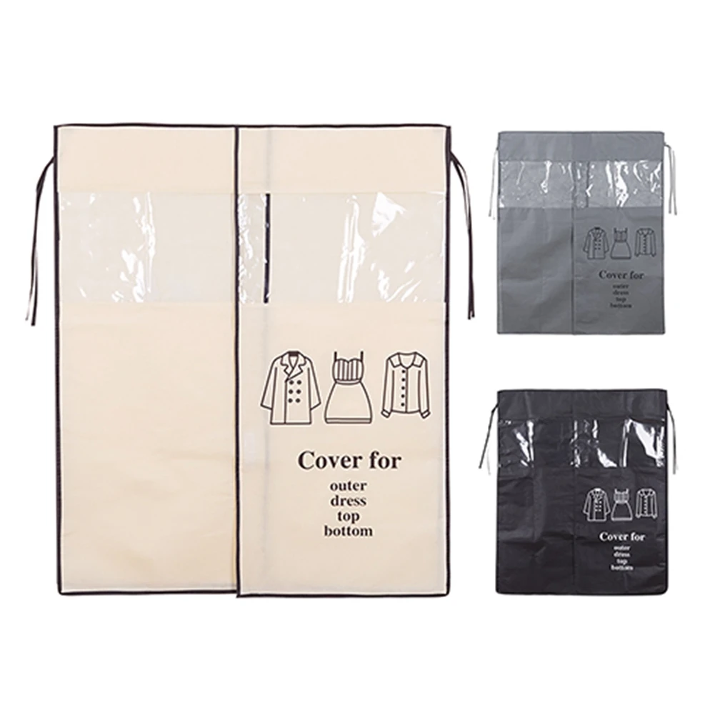 

2020 New Non-woven Coat Dust Proofing Cover Household Hanging Viewable window Overcoat Clothing Cover Suits Wardrobe Organizer