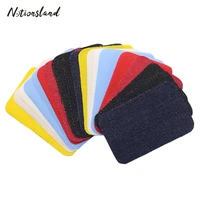 mixed color jeans patch iron on patches repair elbow knee denim small patches for clothes diy stickers sewing accessories