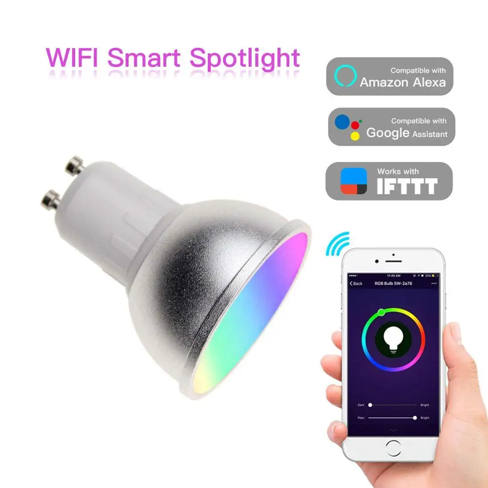 Умная светодиодная лампочка GU10 Google Home Alexa умная RGBW изменение цвета Wifi прожектор