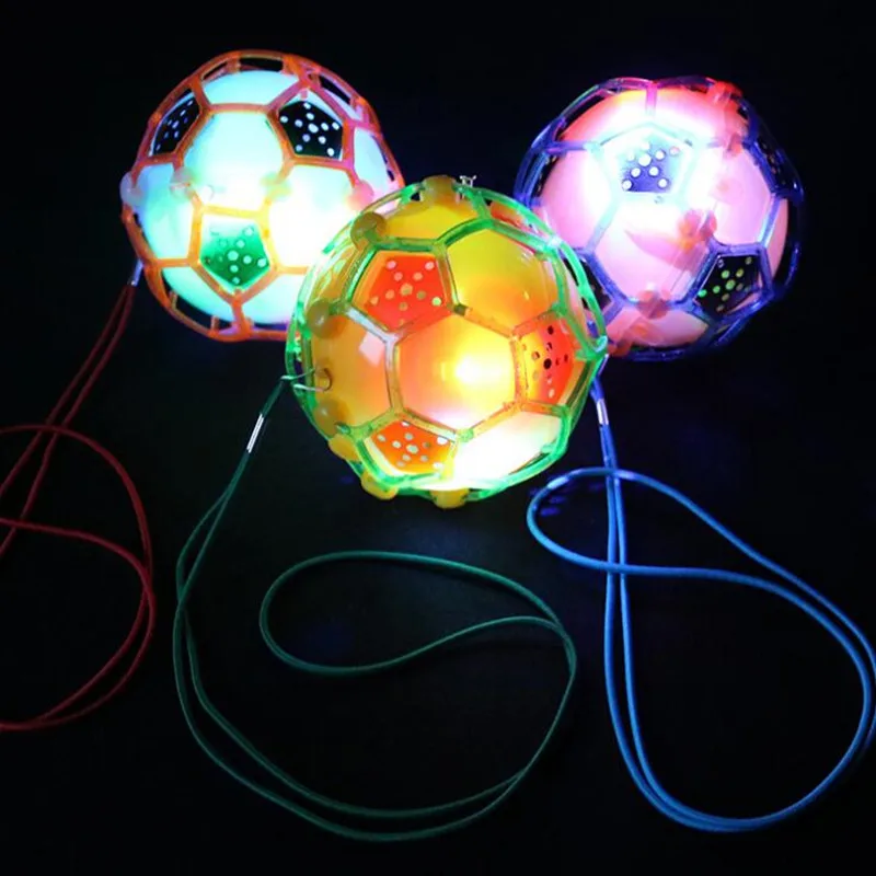 

2022 New LED Flashing Football Bounce Balls Glowing Football Dancing Balls With String Children Flash Toys Glow Party Supplies