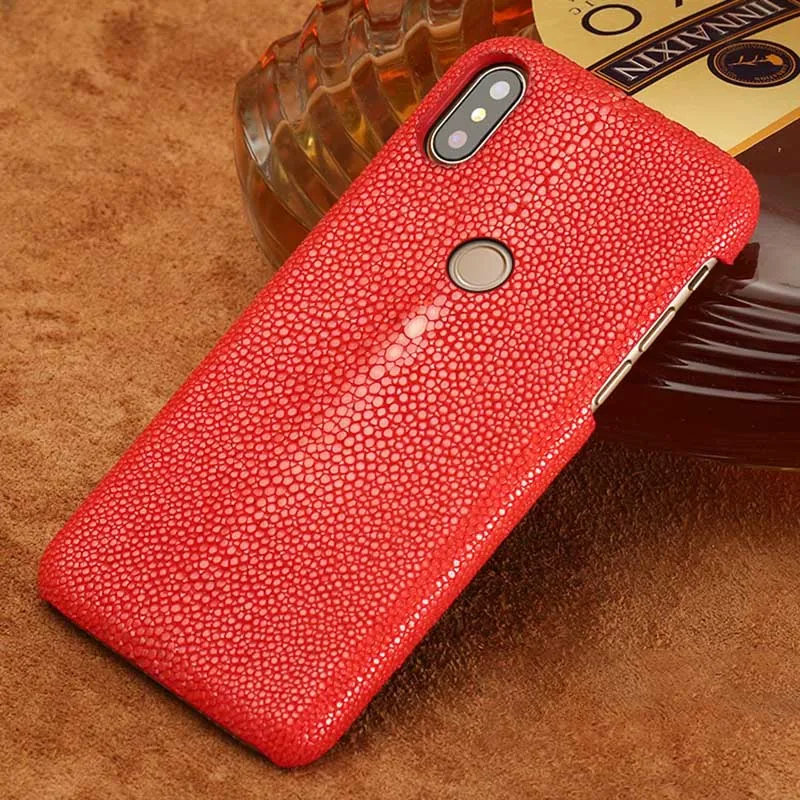 Red Чехол для телефона чехол для Xiaomi mi 5s 6 8 9 A1 A2 lite Max 2 3 mi x 2s натуральный жемчуг рыбья кожа для Redmi Note 4 4x 4A 5 Plus - Цвет: Red