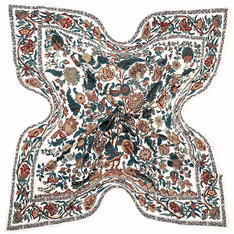 Твиловый Плетеный Шелковый квадратный шарф шейный платок с принтом павлина и