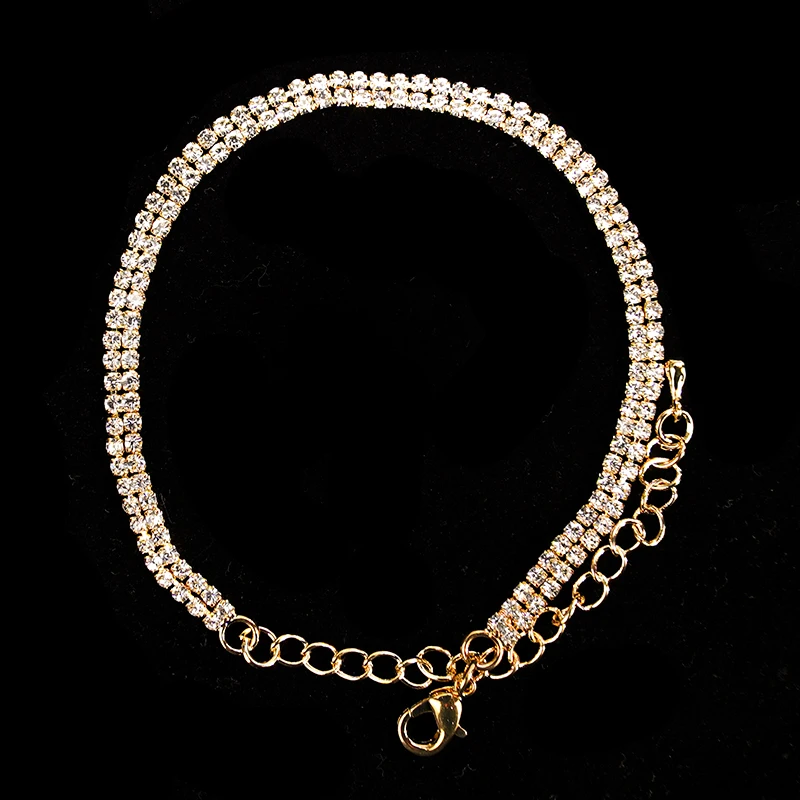 

2020 Fashion Silver Color Cuban Anklet Rhinestone Alloy Chunky Anklets Punk Hip Hop Beach Jewelry Gift Summer Tennis Anklets