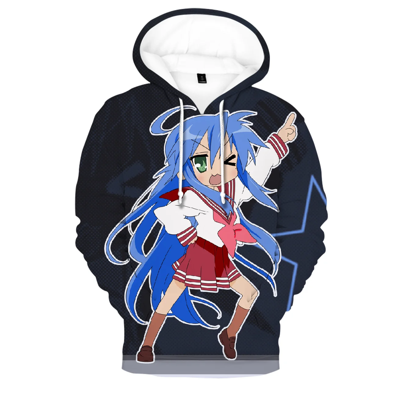 

Толстовка с капюшоном для мальчиков и девочек, детская Повседневная Толстовка в стиле аниме «Счастливая звезда», 2021