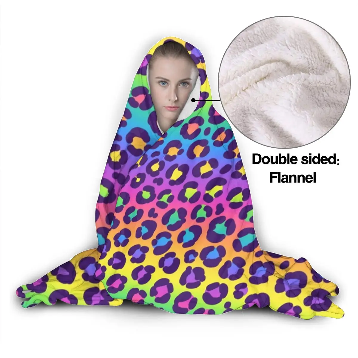 Леопардовое одеяло недорогое уютное покрывало с капюшоном зимнее супермягкое