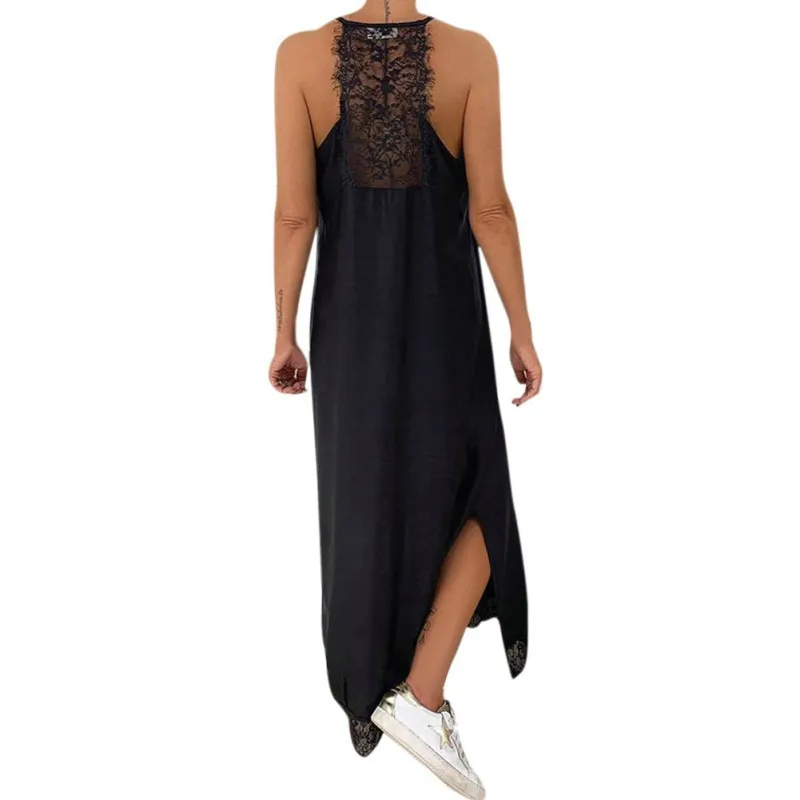 Женское Свободное длинное платье сексуальное на бретельках с V образным вырезом