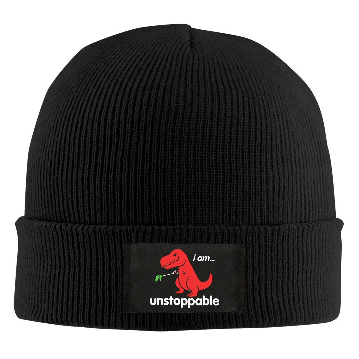 

T Rex I Am Unstoppable Beanie Hats For Men Women With Designs Winter Slouchy Knit Skull Cap