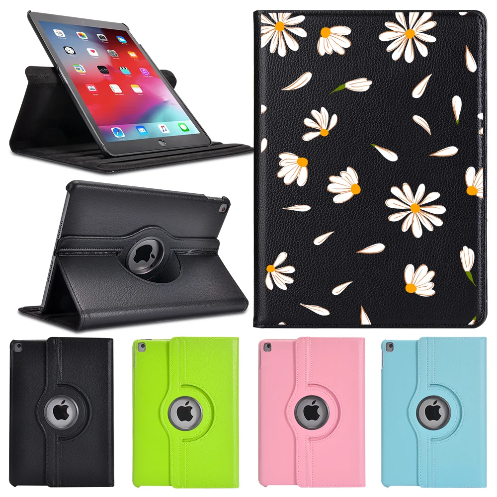 Чехол для iPad Mini 5 с маленькой маргариткой вращающаяся на 360 ° Кожаная подставка