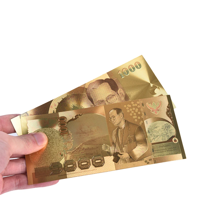 Тайская банкнота коллекция банкнот 1000 24k золото бумажные деньги пластиковая