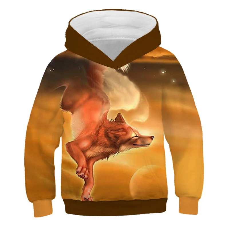 

3D printed Wolf hooded coat for men and women autumn coat for children, animal hooded sweatshirt for children, long sleeve pullo