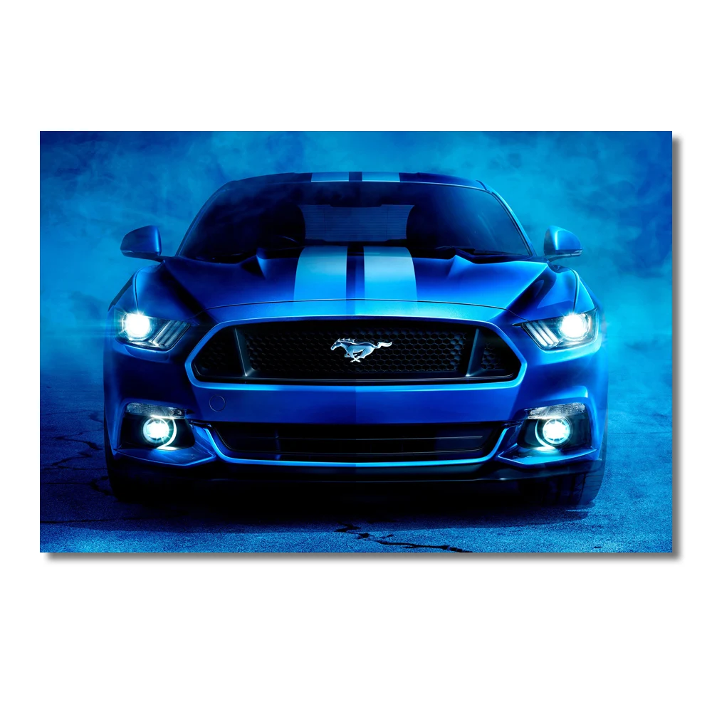 Ford Mustang суперкар синий произведение искусства фотографии холст Картины