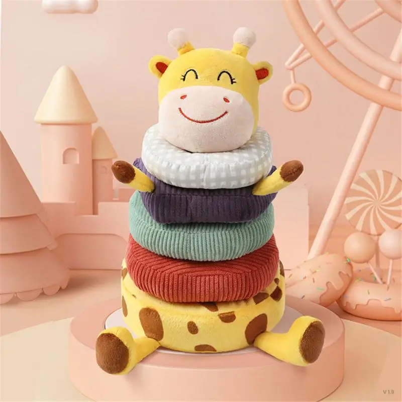 

Baby Soft Plush Animal Giraffe Stacking Toys Kids Rattle Teethers For Toddler Infants 0-12 Months Boy Girl Early Educational Toy