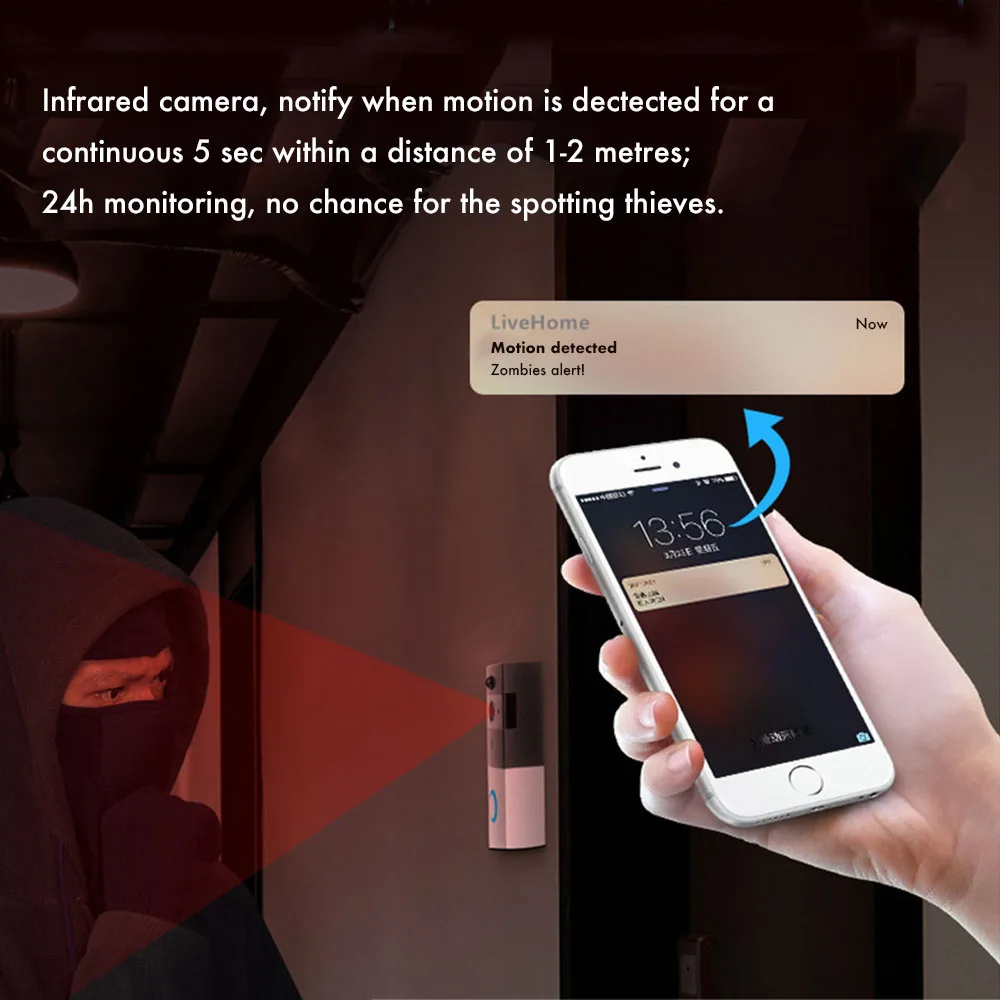 V5 Смарт видео дверной звонок камера WiFi с камерой безопасности 2-сторонний аудио