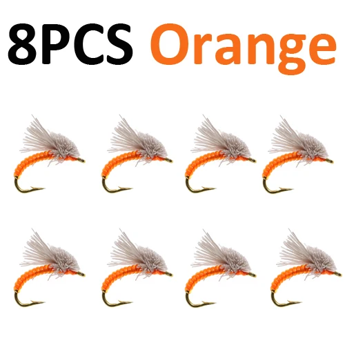 ICERIO 8PCS Serendipity Buzzer Midge pupa Nymphs Flies Trout Fishing Fly Lures#16 - Color: Orange  8pcs