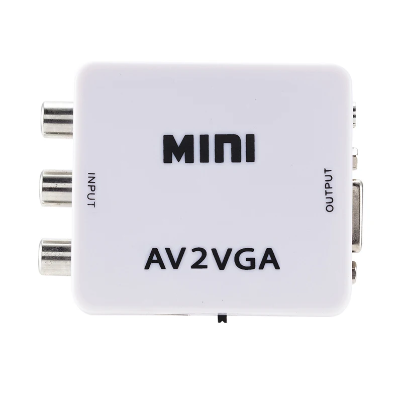 Конвертер AV в VGA Mini HD RCA CVBS AV2VGA конвертер видео для ПК HDTV с аудио 3 5 мм | Электроника