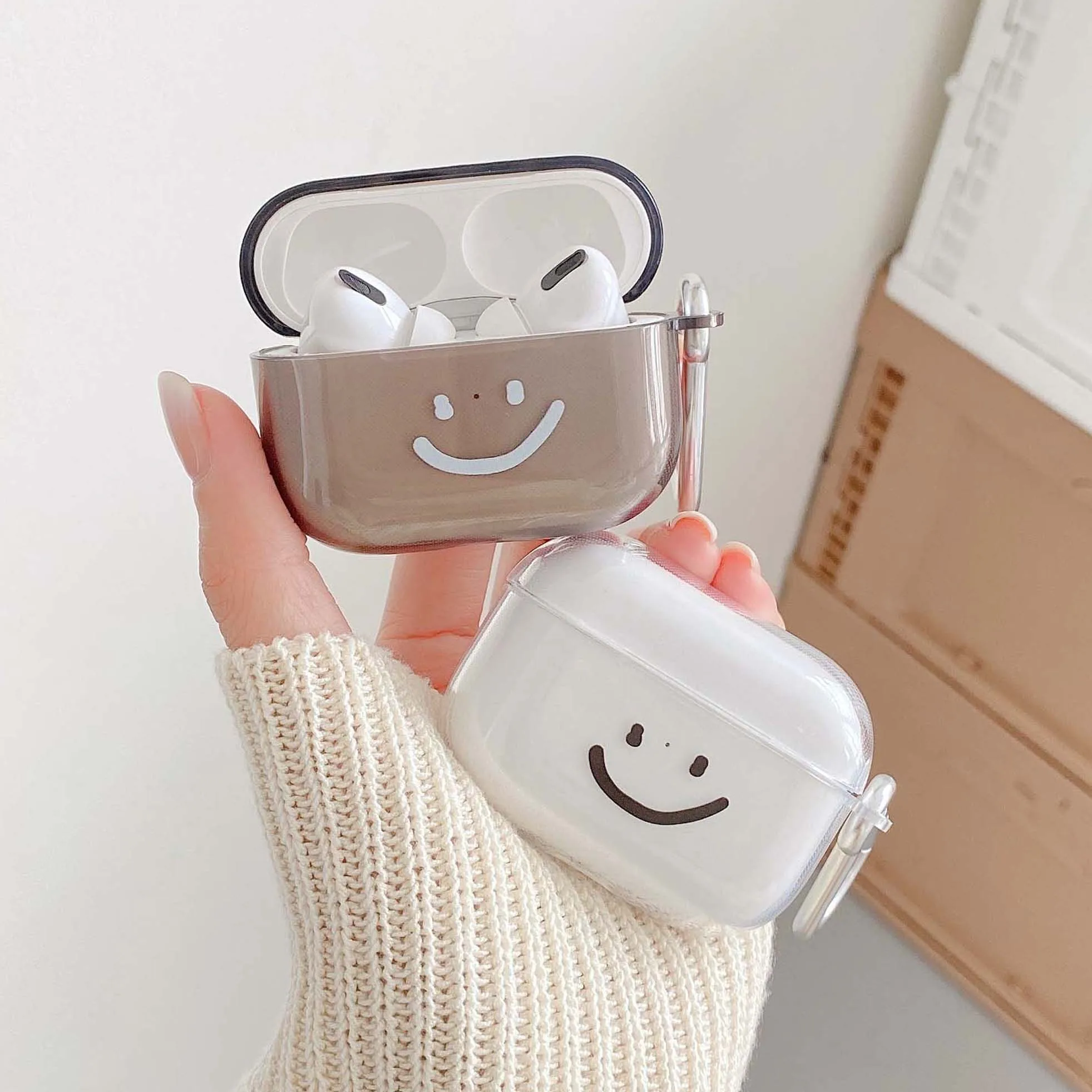 

Cute smiley soft silicone big smile happy earphone conque for airpods pro cases for airpods 1/2/3 case cover capa