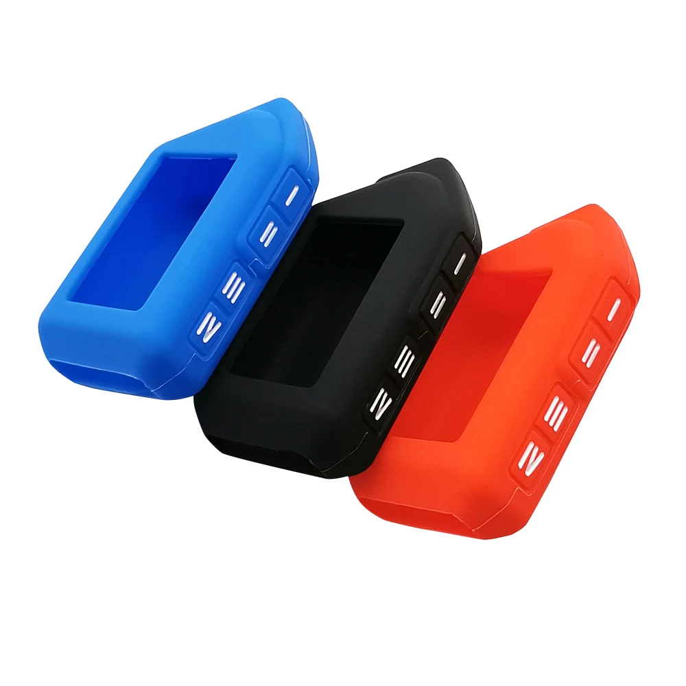 

Two Way LCD Remote Fob Silicone Key Chain Case Cover For Sher-khan Mobicar A Mobicar B Russian Version 2 Way Car Alarm System