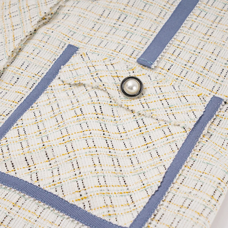 

SISPELL Patchwork Pockets Dresses For Female Lapel Collar Short Sleeve Loose Colorblock Women's Elegant Dress Fashion New 2021