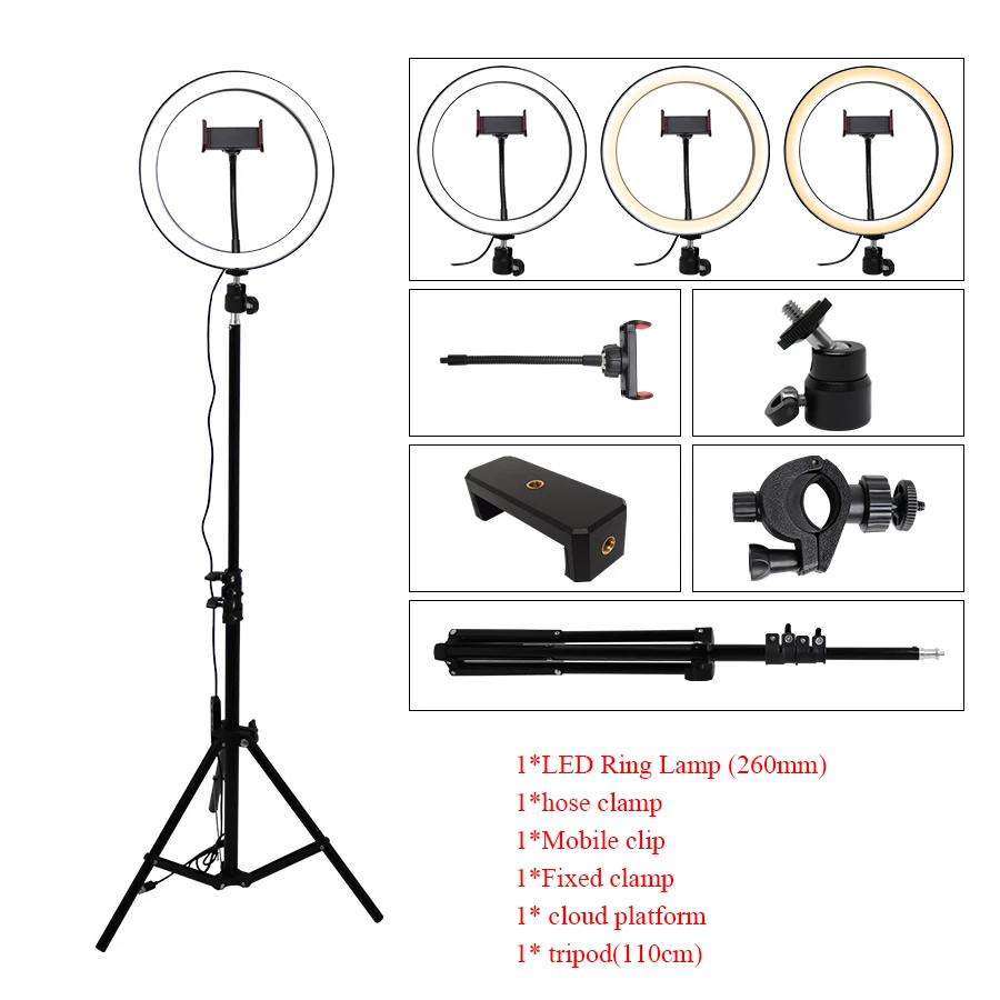 

Ring Light Kit:10"26cm Dimmable LED Ring Light, YouTube,Self-Portrait Shooting,Makeup,Video,photography ring light&tripod