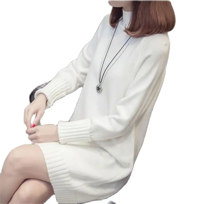 Осенне зимние облегающие вязаные платья оверсайз Женское зимнее свободное