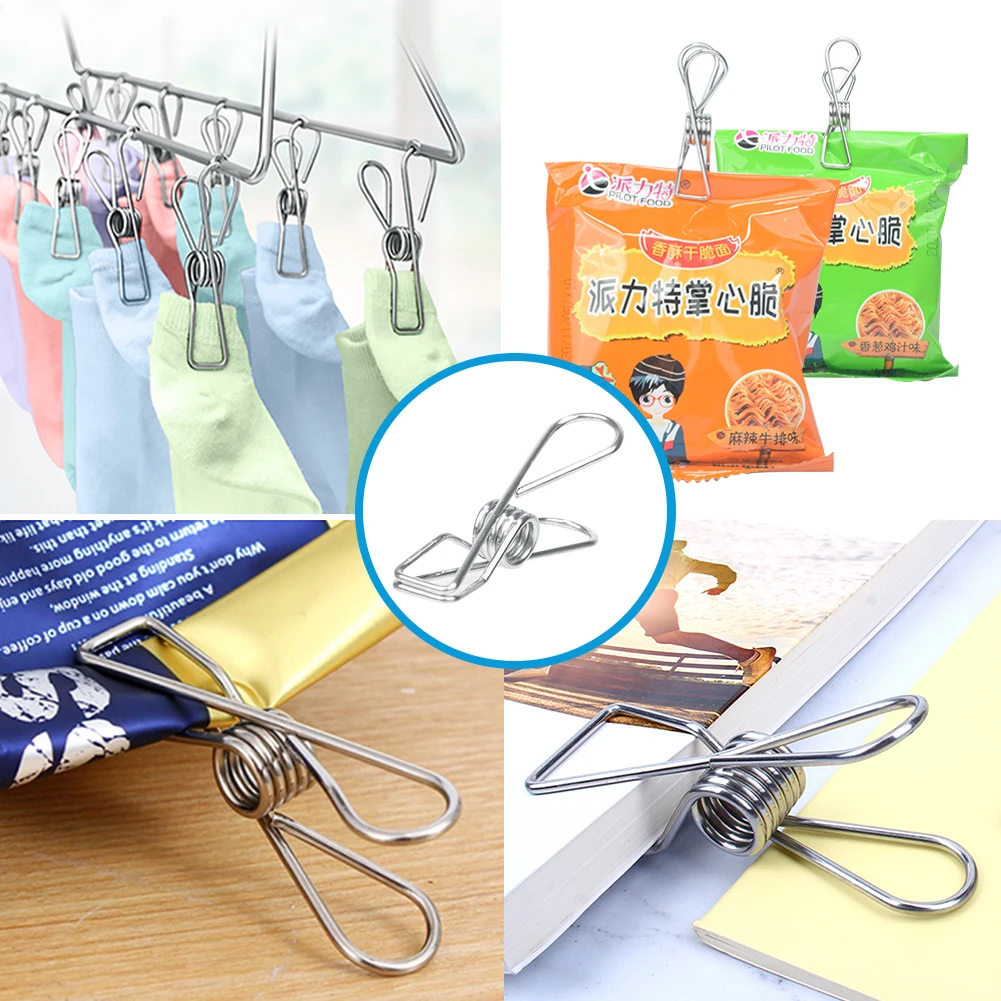 

Multipurpose Stainless Steel Clips Washing Line Clothes Pins Pegs Holders Hang Pins Clamps Sealing Wire Lot Household Clothespin