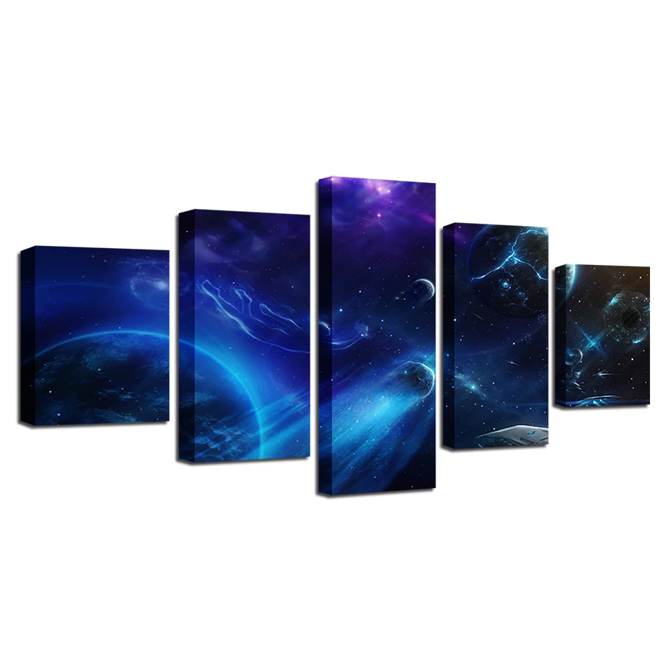 

Abstract Frame Printing Decor Home Living Room Wall Art Modern 5 Pieces Universe Planet Canvas Pictures Modular Poster Paintings