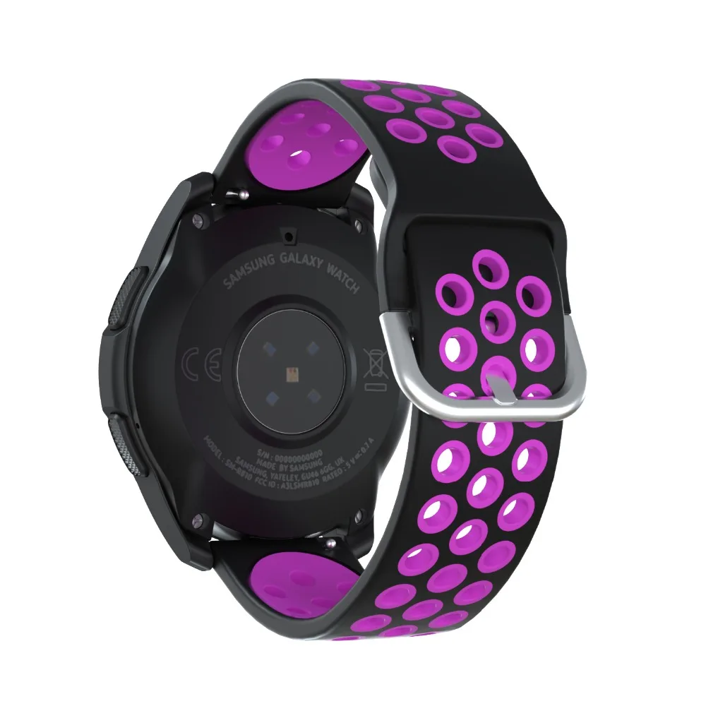 Black purple Для samsung Galaxy Watch 46 мм силиконовый ремешок для часов Ремешок для gear S3 Frontier/классические умные часы браслет для huawei GT/GT2 - Цвет: Black purple