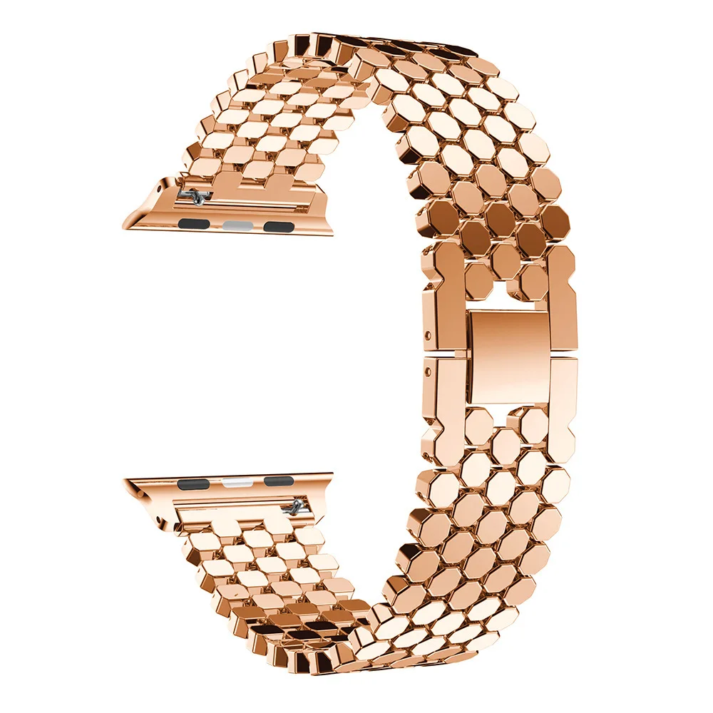 

For Apple Watch 1 2 3 4 5 6 SE Fish Scale Pattern Stainless Steel Apple Watch Bracelet Honeycomb iWatch Band 42mm 38mm 40mm 44mm