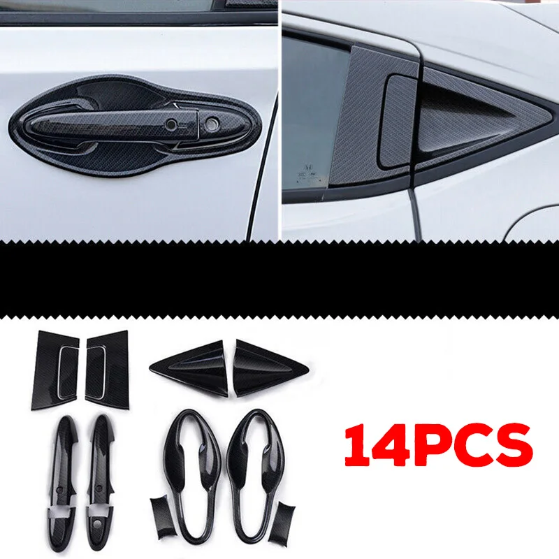 14 * карбоновое волокно задняя + Передняя ручка дверная чаша Накладка для Honda HRV 2016