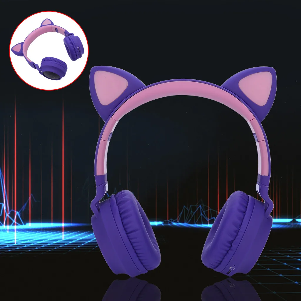 BT028C Фэнтези эльф Bluetooth 5 0 наушники Беспроводной светодиодный кошачьими ушками