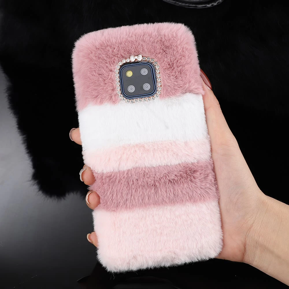 L-FADNUT Luxury Plush Fur Protective Cover For Huawei P20 Lite Pro Cute Fluffy Soft Bumper Case Mate 20 | Мобильные телефоны и