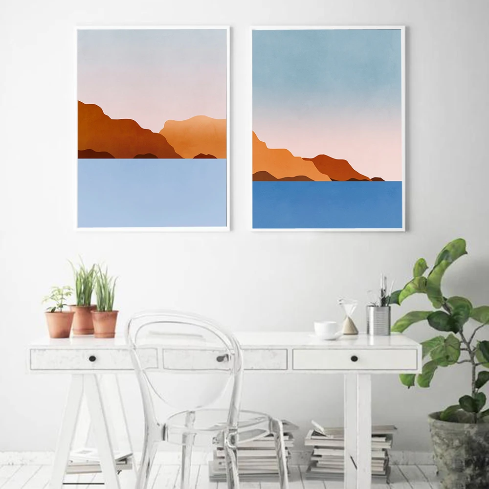 

Nordic Minimalist Landscape Poster Abstract Sunset Canvas Painting Wall Art Print Picture For Livingroom Bedroom Modern Decor