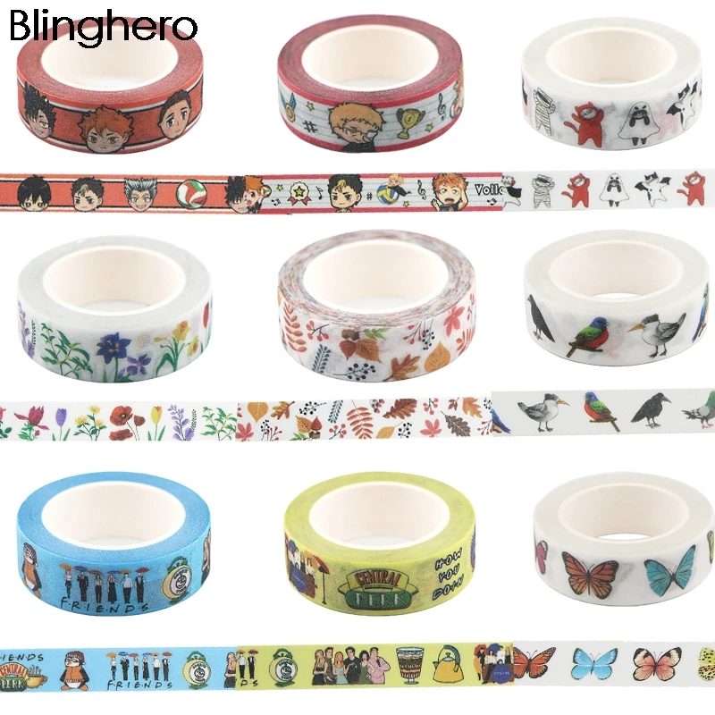 20 шт./лот BH1130 Blinghero 15 мм x 5 м Мультяшные милые кошки животные бабочки матовая