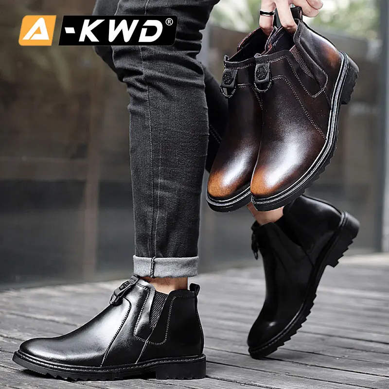 Уличные повседневные кожаные ботинки без шнуровки Мужские Британские