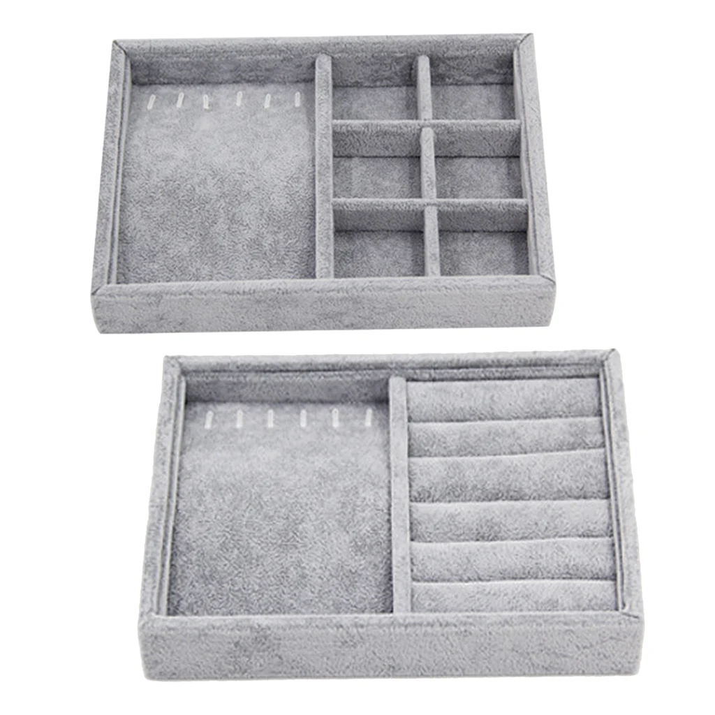 

2pcs Wood Jewelry Box Necklace Rings Storage Showcase Case Holder Container